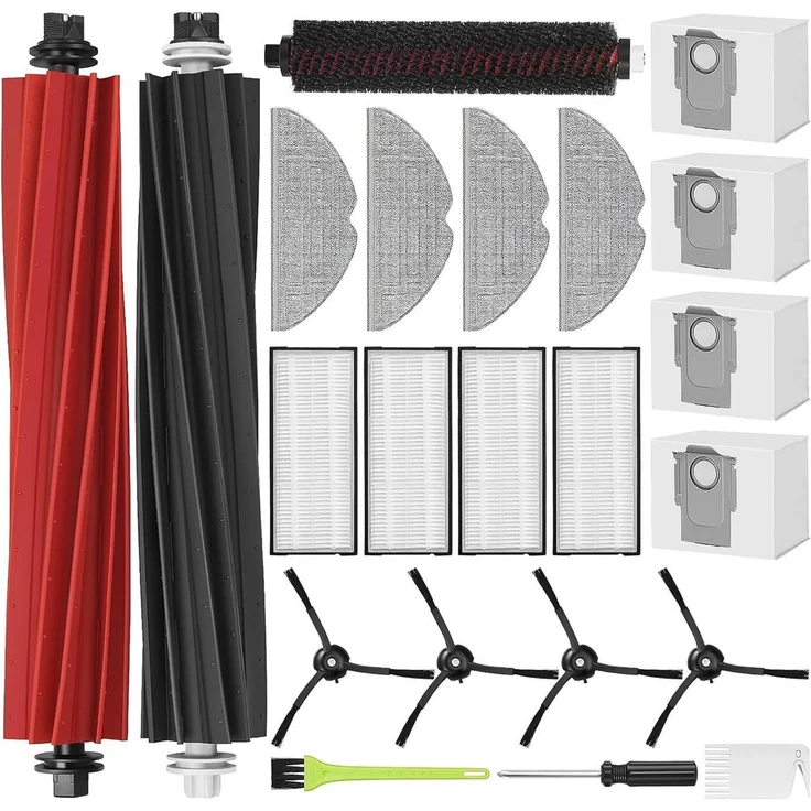 Verco 22er Roborock S8 Plus Pro Ultra Ersatz Teile - Seiten Bürste Beutel Filter Mopp - Hochleistungsbürsten - Ersatzfilter - Walzenbürsten - Eckenbürsten