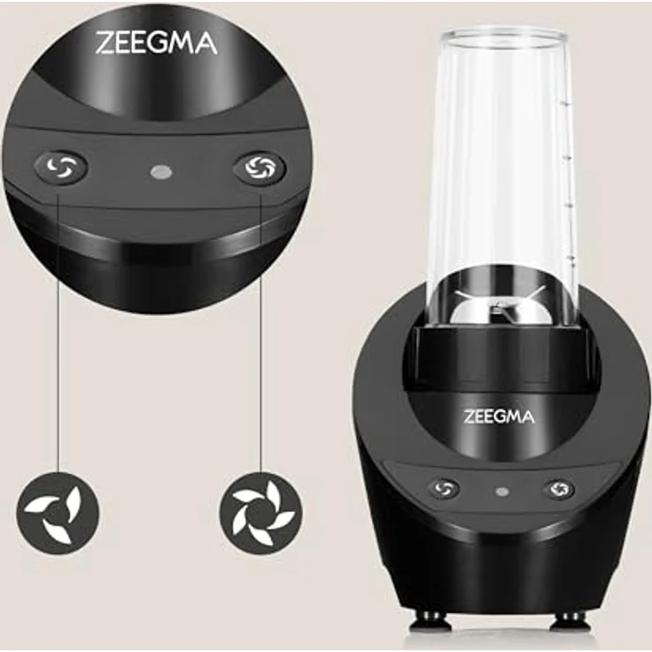 Zeegma VITAMINE BASE Elektrischer Mixer für Cocktails und Smoothies, 300 W, 2 austauschbare Flaschen 400 ml, 2 Geschwindigkeiten, Zerkleinern von Eis und Nüssen – Bild 5