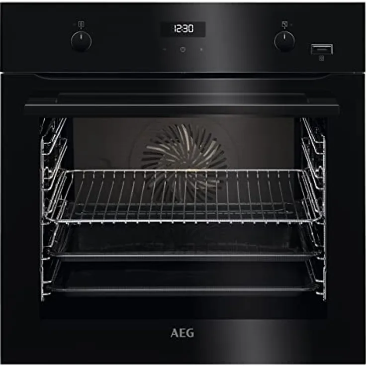 AEG BCS455020B Einbaubackofen / SteamBake – mit Feuchtigkeitszugabe / Katalyse – einfache Reinigung / Reinigung mit Wasserdampf / Touch-Bedienung / Grillfunktion / Display mit Uhr / A+ / Schwarz