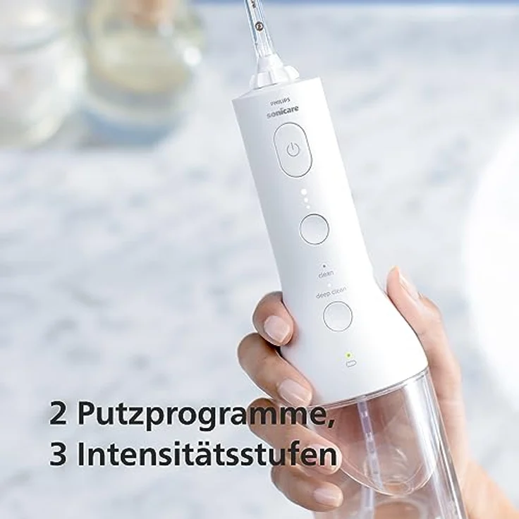 Philips Sonicare kabelloser Power Flosser 3000 Munddusche; Wasser-Flosser für Zähne, Zahnfleisch und Zahnpflege, weiß (Modell HX3826/31) – Bild 5