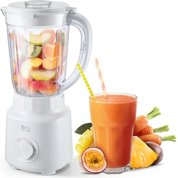 Teesa TSA3542W Standmixer 500W, 1,5L BPA-frei, Schwarz, mit Pulsmodus und einfacher Reinigung