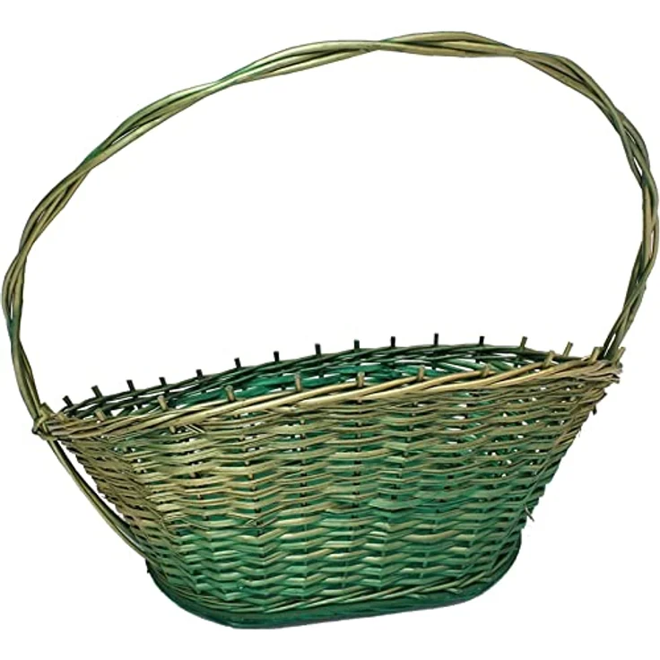 Präsentkorb "grün/gold" aus Weide in 3 Größen, Geschenkkorb leer, Henkelkorb, Weidenkorb, Buffetkorb aus Korbweide, Flechtkorb zum befüllen (groß) – Bild 2
