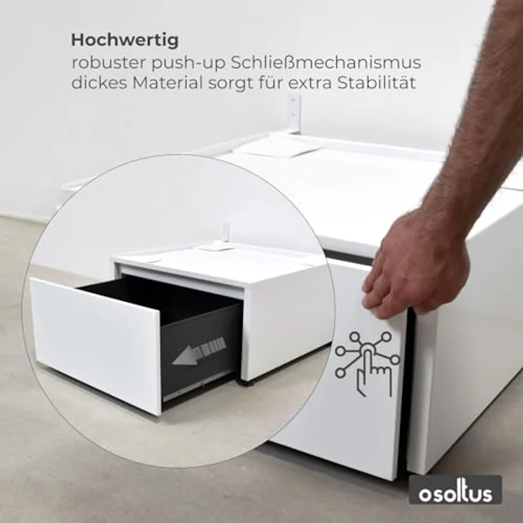 osoltus Exclusives Waschmaschinen Untergestell hochwertig mit Push-to-Open Schublade, schwarz - Preisvergleich – Bild 4