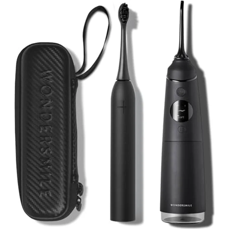 WonderSmile Schallzahnbürste PRO - Testsieger 2023 - Ultimate Black Oral Care Spar-Set mit Munddusche - für optimale Zahn- & Zahnfleischpflege – Bild 1