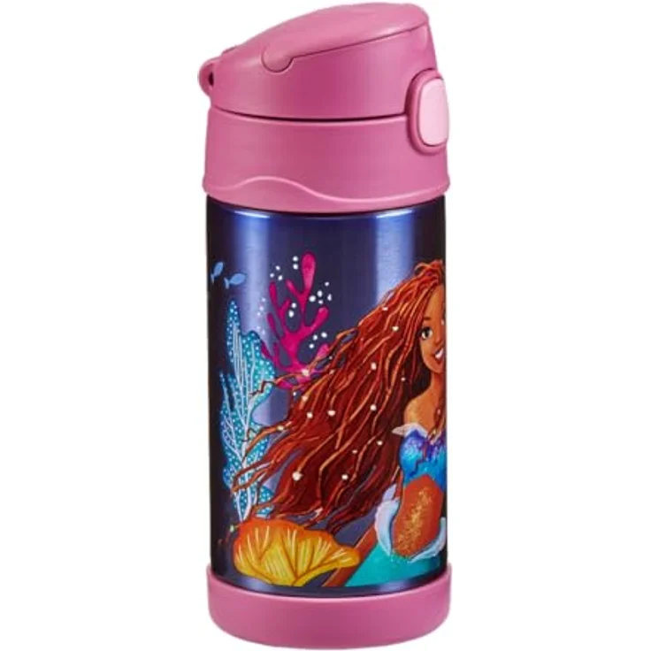 THERMOS kids FUNTAINER Trinkflasche 350ml, Edelstahl, Disney Meerjungfrau, 12h kalt, mit Strohhalm und Tragegriff, BPA-frei, für Schule und Kita – Bild 2