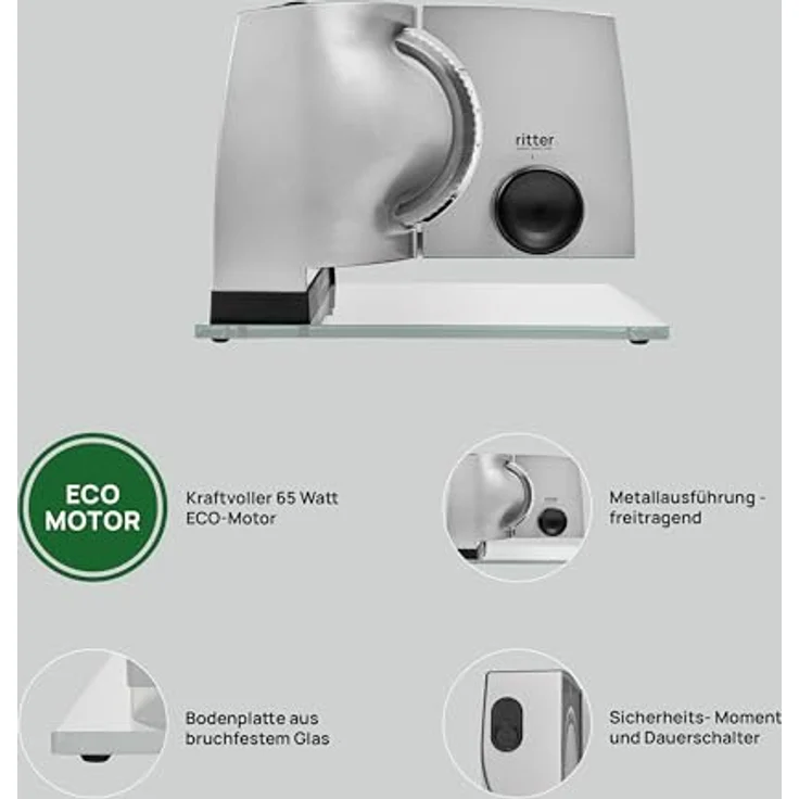ritter Allesschneider sono1 si, Metallgehäuse, Edelstahlmesser, Silbermetallic – Bild 3
