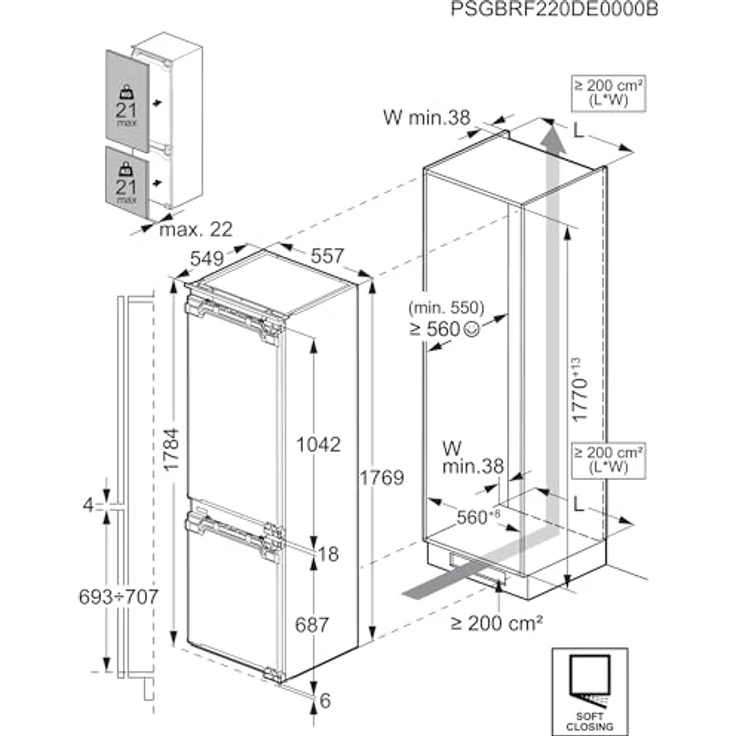 AEG TSC8M183CC Serie 8000 Einbau-Kühl-Gefrier-Kombination mit 360° Cooling, TwinTech No Frost und GreenZone+, 70% Recyclingkunststoff – Bild 14