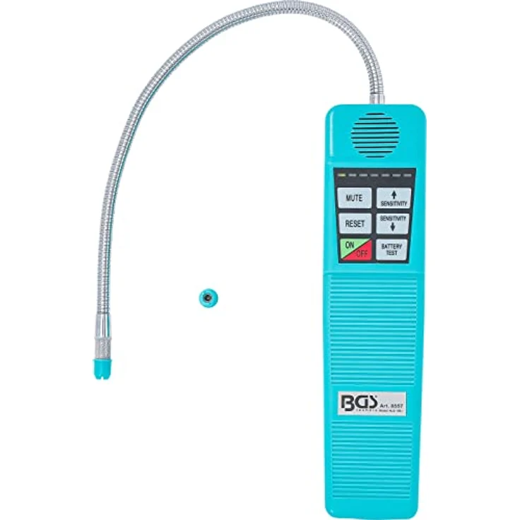 BGS Klimaanlagen-Lecksuchgerät, Prüfgerät für R134a, R12 und R404a mit optischen und akustischen Signalen, einstellbarer Empfindlichkeit, 355 mm Sondenlänge – Bild 3