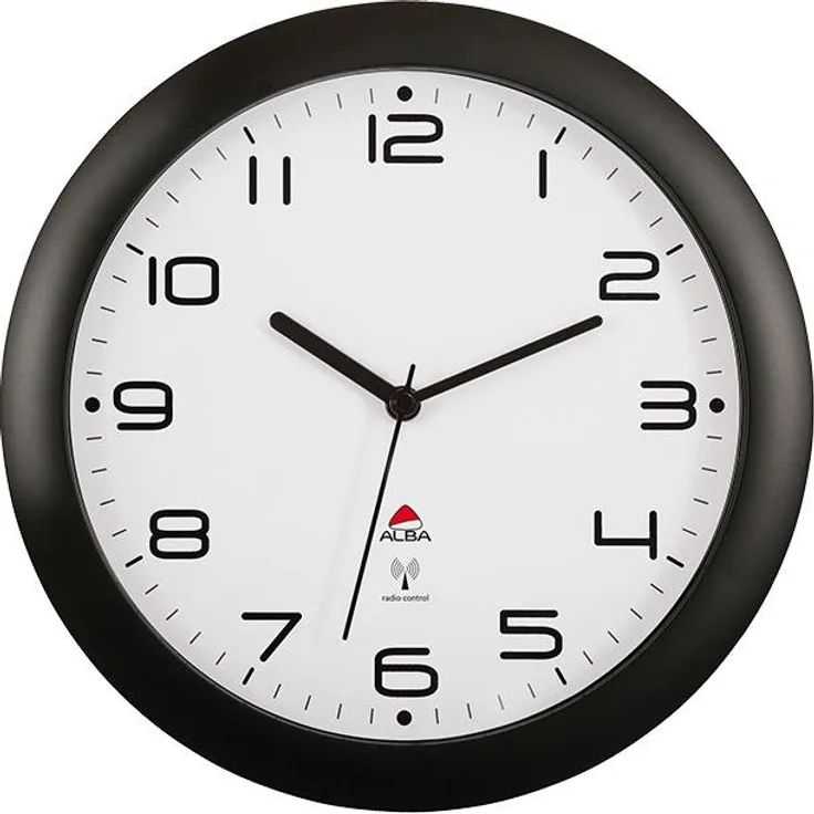 Alba, Wanduhr, Funkwanduhr "HORNEWRC N", schwarz, Durchmesser: 300 mm (30 cm)