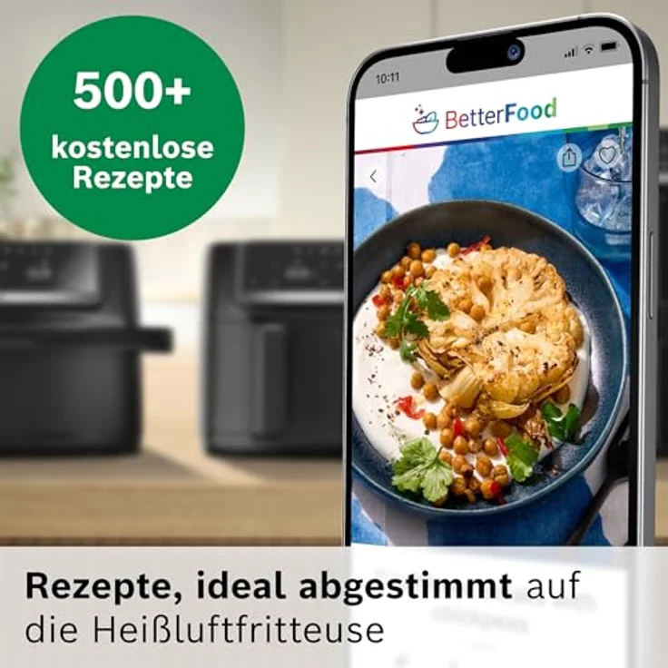 BOSCH Heißluftfritteuse Serie 6 MAFD661B0, XXL, 12L, PFAS-frei, Doppelkammer, 2800 W, platzsparend, einfache Reinigung, 6 Programme, schwarz – Bild 11