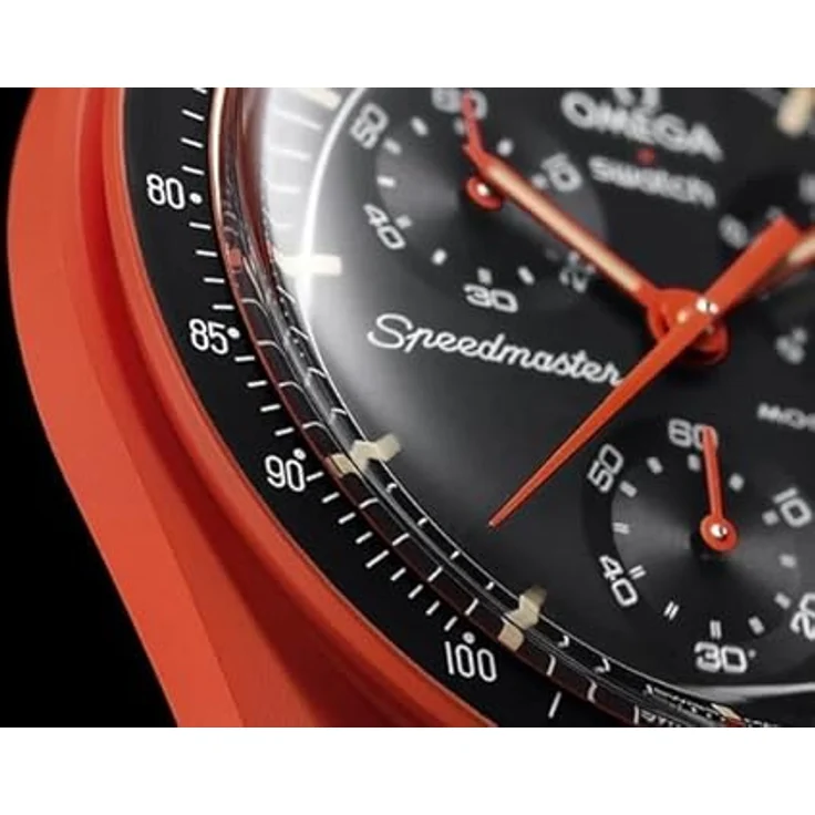 Swatch Chronograph Omega Moonswatch Mission on Earth Lava SO33O100, Bioceramic Gehäuse, Super-LumiNova® beschichtet, Schwarz-Orange – Bild 5
