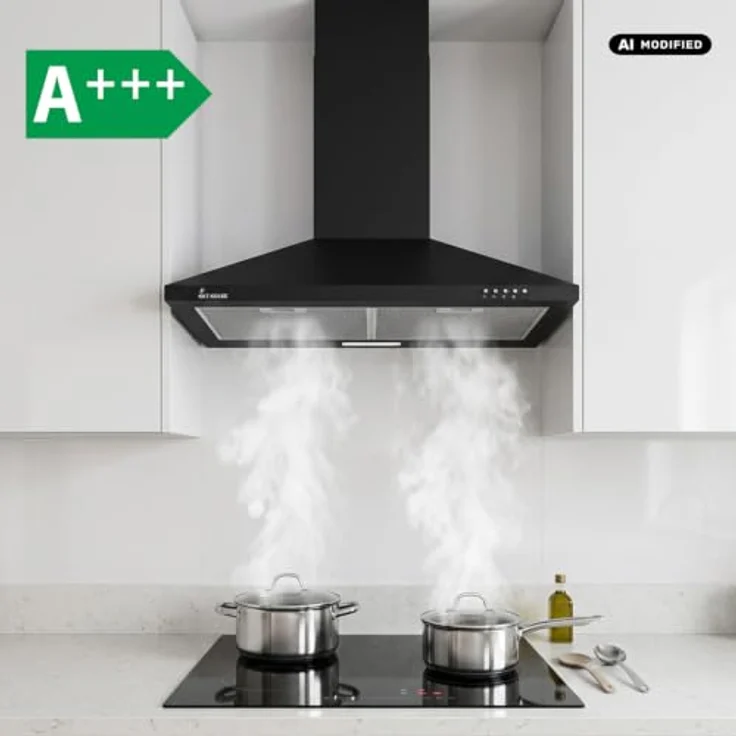 KKT KOLBE Dunstabzugshaube PLUS350S, 60 cm Wandhaube in Schwarz, leise, Umluft/Abluft, 3 Leistungsstufen, LED-Beleuchtung, inkl. Kohlefilter – Bild 5