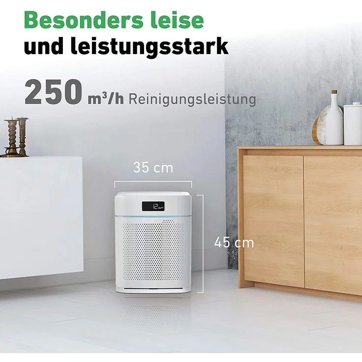 IDEAL AP25 Luftreiniger, bis 35 m², HEPA Filter, Aktivkohlefilter, CADR 250 m³-h, gegen Feinstaub, Pollen, Allergene, Bakterien, weiß (‎87340011) – Bild 5