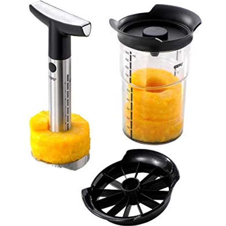 GEFU 13550 Ananasschneider Professional Plus - Messer und Schäler Set für Ananas - Edelstahl Schneider mit Behälter – Bild 2