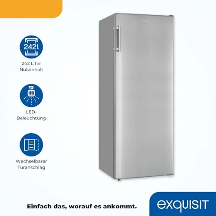 Exquisit Vollraumkühlschrank KS320-V-H-040D inoxlook | Nutzinhalt: 242 L – Bild 3