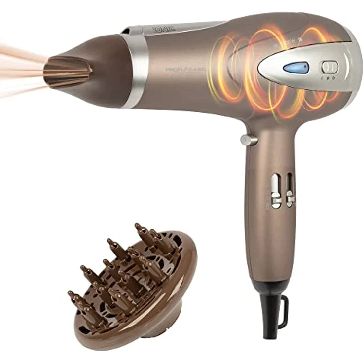 ProfiCare® Haartrockner mit Ionisierungsfunktion 2200W | extra leichter Reiseföhn 3 Leistungsstufen und 2 Gebläsestufen | Haarföhn inkl. Cool-Shot | Föhn mit Diffusor & Formdüse | PC HTD 3113 braun – Bild 1