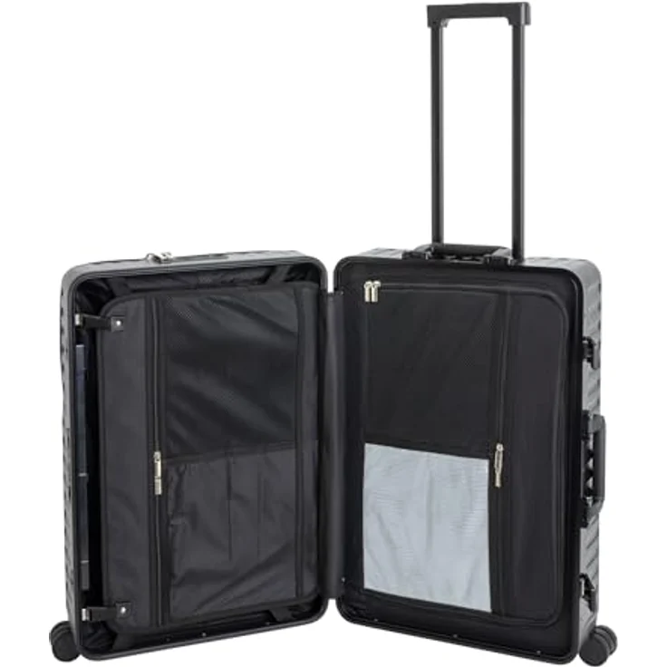 Travelhouse Roma Reisekoffer mit USB & Getränkehalter, Hartschale, Alu-Rahmen, Extrafach, 2xTSA, 65x40x25 cm, Grün – Bild 5