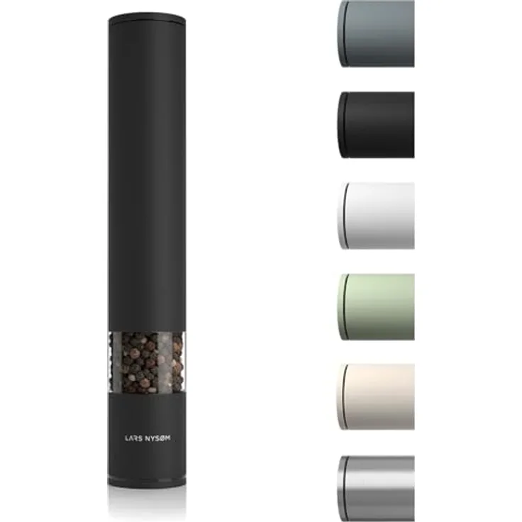LARS NYSØM Salz Pfeffer Mühle Manuell groß (28,8cm) mit einstellbarem Keramik-Mahlwerk von grob bis fein I Design Gewürzmühle (1 Stück) (Onyx Black)