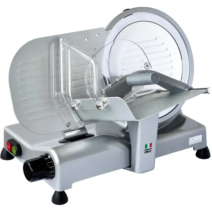 BiKitchen BIKITCHEN AS2500 Allesschneider Gastro - Aufschnittmaschine, elegant silbernes Design, 25cm Hohlschliff Messer