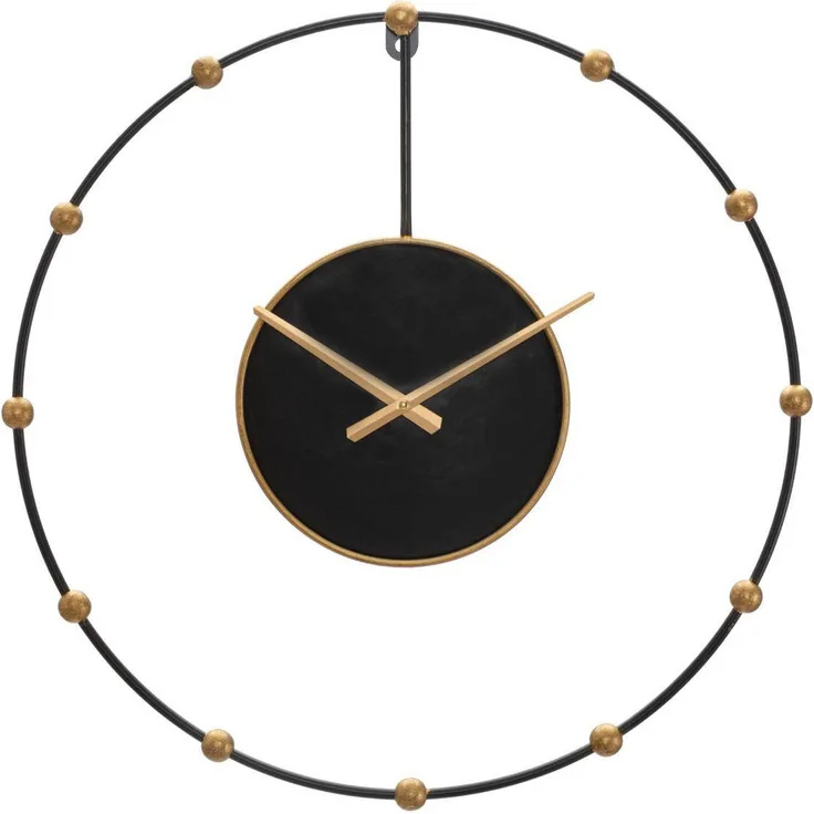 Mauro Ferretti Wanduhr aus Metall in Schwarz und Gold, Durchmesser 61 cm, minimalistisches Design