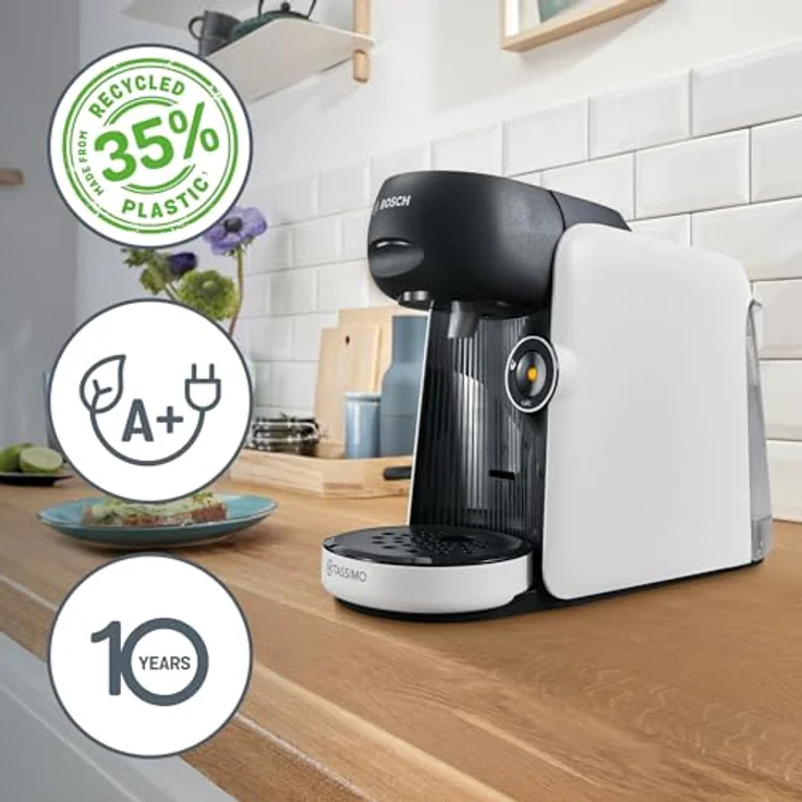 TASSIMO TAS164E Kapselmaschine, One-Touch Bedienung, über 70 Getränke, nachhaltig, weiß/schwarz – Bild 3