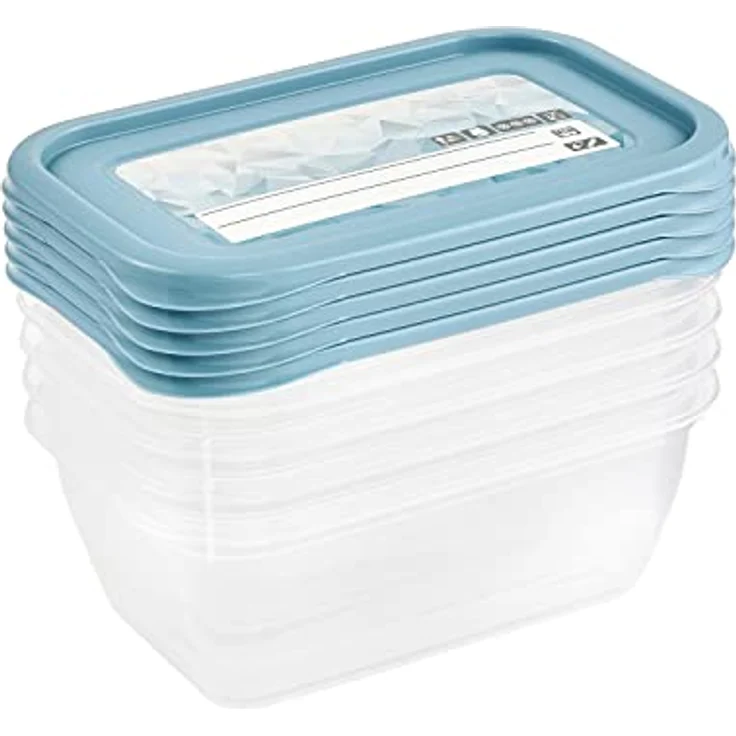 keeeper Tiefkühldosenset 5-teilig, Wiederbeschreibbarer Deckel, 5 x 500 ml, 15,5 x 10,5 x 6 cm, Mia Magic Ice, Nordic Blue – Bild 3