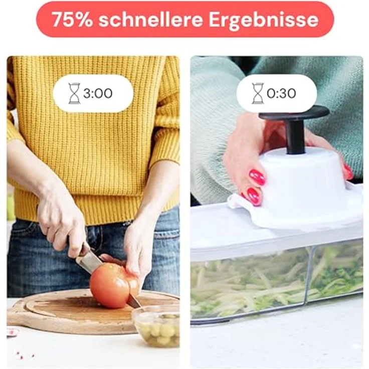 Fullstar Gemüseschneider und Mandoline, 6-in-1 mit rostbeständigen Edelstahlklingen, kompakt und spülmaschinenfest, schwarz – Bild 3