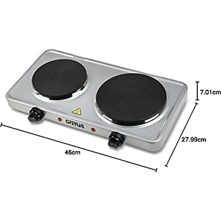 G3Ferrari Doppelkochplatte G1012200 Elektrische Kochplatten CALDOS Zelten Camping Outdoor kochen, Rostfreier Stahl – Bild 4