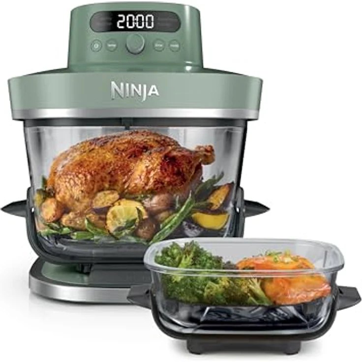 Ninja CRISPi PRO XL Glas-Heißluftfritteuse,  bis zu 1,8 kg Füllmenge, Farbe: Grün – Bild 1