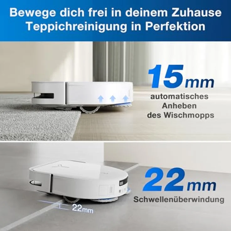 ECOVACS DEEBOT X5 Omni Saugroboter mit Wischfunktion, 12,800Pa Saugroboter, ZeroTangle Technologie, TruEdge™ Edge Mopping, 70℃ heißes Wasser Mop Waschen, Auto Anheben des Mopps, Selbstentleerung, Raumwunder in Weiß – Bild 4