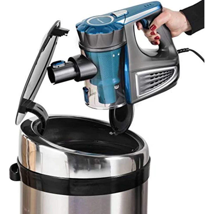 Bestron Beutelloser Handstaubsauger mit Stab, Aktionsradius: 6,5 m, Kapazität: 0,6 l, 600 Watt, Rot-Grau – Bild 9