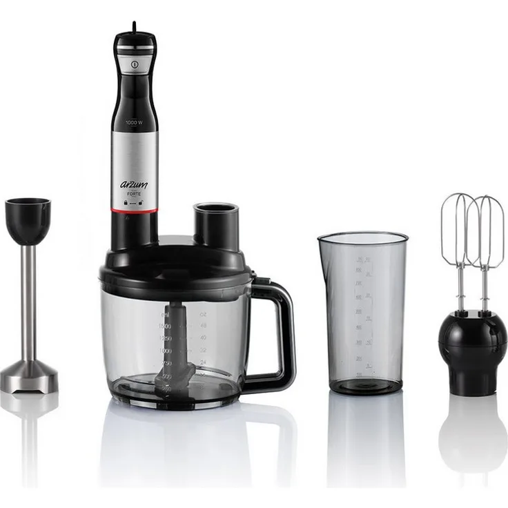 Arzum Stabmixer 1000W Multi Blender Set, leistungsstarker Pürierstab mit vielseitigem Zubehör, weiß