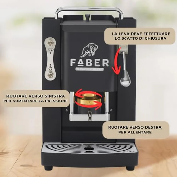 Faber Coffee Machines Pro Deluxe 3.0 Chrom, Kaffeepadmaschine für 44mm ESE Pads, hygienischer Wassertank aus Glas, magnetisch abnehmbare Brühgruppe und Auslauf – Bild 7