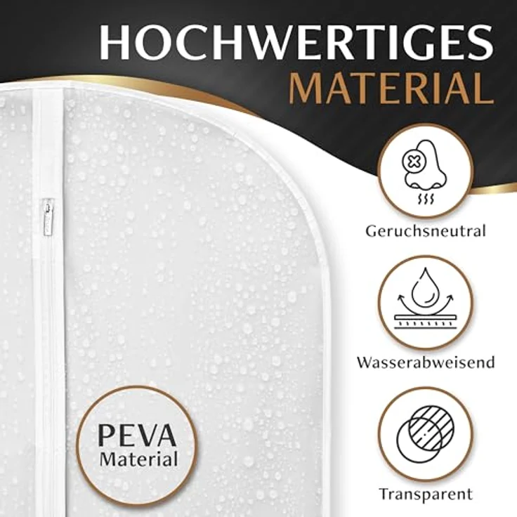 Bruce.® 6x Kleidersack Transparent, Mottensicherer Kleiderschutz in 3x100 & 3x120 cm – Wasserabweisend und Atmungsaktiv aus PEVA – Bild 5