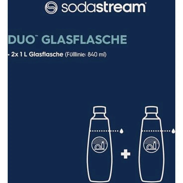 SodaStream Glasflasche Twinpack 2er Set, 1 Liter, schwarz, transparent – Bild 2