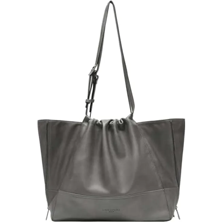 Liebeskind Berlin Shopper Lou 2, Einkaufstasche aus genarbtem Yak-Leder, erweiterbares Volumen, elegant designiert
