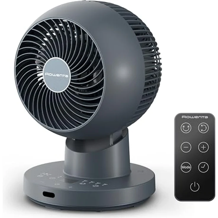 Rowenta Turbo Swift Compact Tischventilator, multidirektionale Schwenkfunktion, 12 Geschwindigkeitsstufen, 12h Timer, kompakt, extrem leise, Blau, QV2540F0 – Bild 1