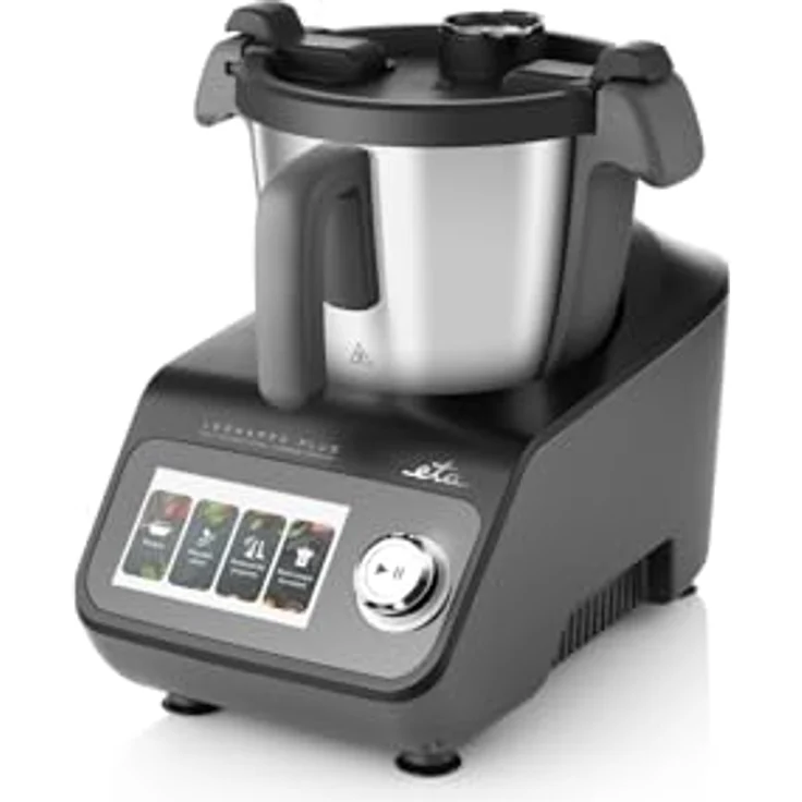 ETA Leonardo Plus I Küchenmaschine mit Kochfunktion und Waage I Dämpfen I Garen I 1000 W I 3.5l Edelstahlschüssel I LCD Display mit vielen integrierten Rezepten I 15 Funktionen I Schwarz – Bild 4