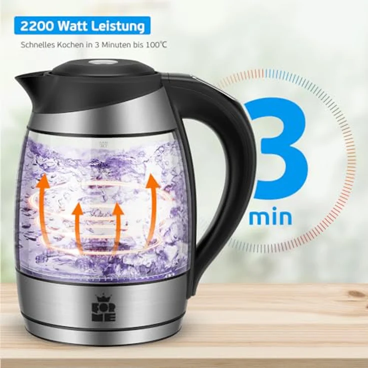 ForMe FKG-418 Wasserkocher Glaskessel 2200 W 1,8 L – Bild 7