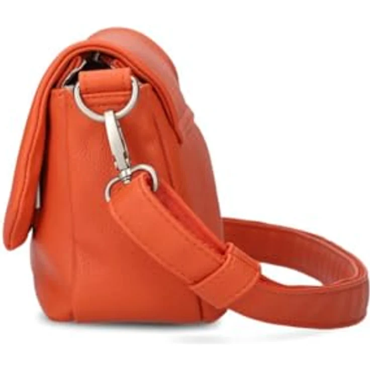 Zwei Mademoiselle.M Messenger Tasche, 28 cm, Orange, aus pflegeleichtem Polyurethan mit Magnetverschluss und Reißverschlussfach – Bild 5