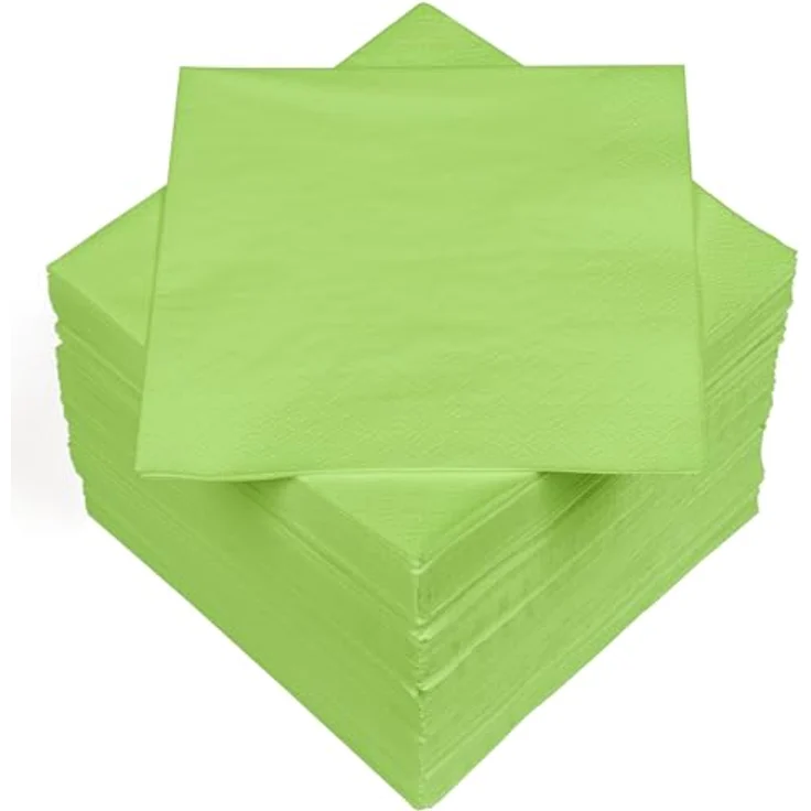 HEKU 100 einfarbige Servietten, 3-lagig, 33x33cm, hellgrün, praktisches 5er-Pack für Veranstaltungen & Gastronomie, hoch saugfähig – Bild 1