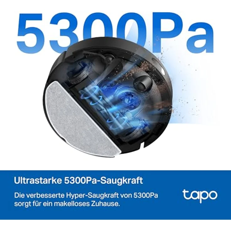 Tapo RV30 Max Plus Saugroboter mit Wischfunktion und automatischer Absaugstation, 5300Pa Ultra Starke Saugkraft, LiDAR+IMU Dual-Navigation, Alexa & Google Assistant Sprachsteuerung, APP – Bild 4