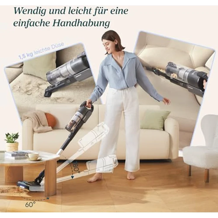 Levoit LVAC 200 Max Akku-Staubsauger mit HEPA-Filtersystem, motorisiertem Bodensaugkopf, Wandhalterung, für bis zu 100 m² – Bild 5