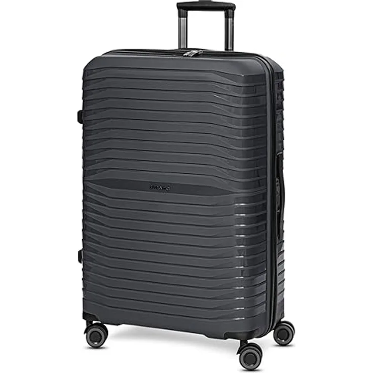 Stratic Shine Koffer & Trolley Groß | Hergestellt aus Bruch- & Kratzfestem Polypropylen mit 4 Rollen, arretierbarer Griff, Kreuzpackgurt und TSA-Schloss | 51 cm x 30 cm x 75 cm - 4.03kg