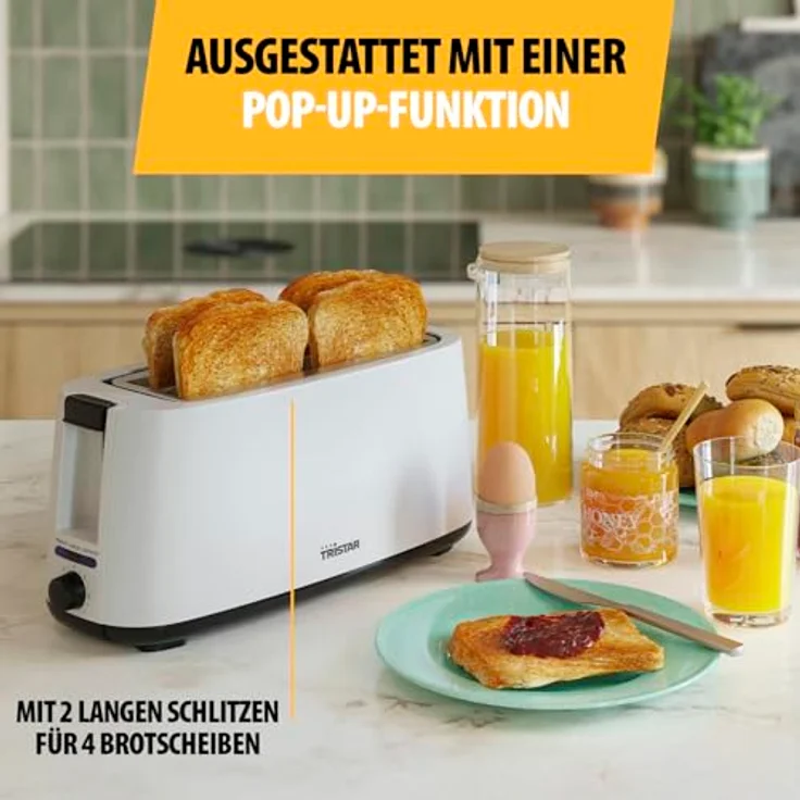 Tristar Doppel-Langschlitz-Toaster, 7 Bräunungsstufen, Auftaufunktion, Liftfunktion, Zentrierfunktion, Abbruchfunktion, Weiß – Bild 3