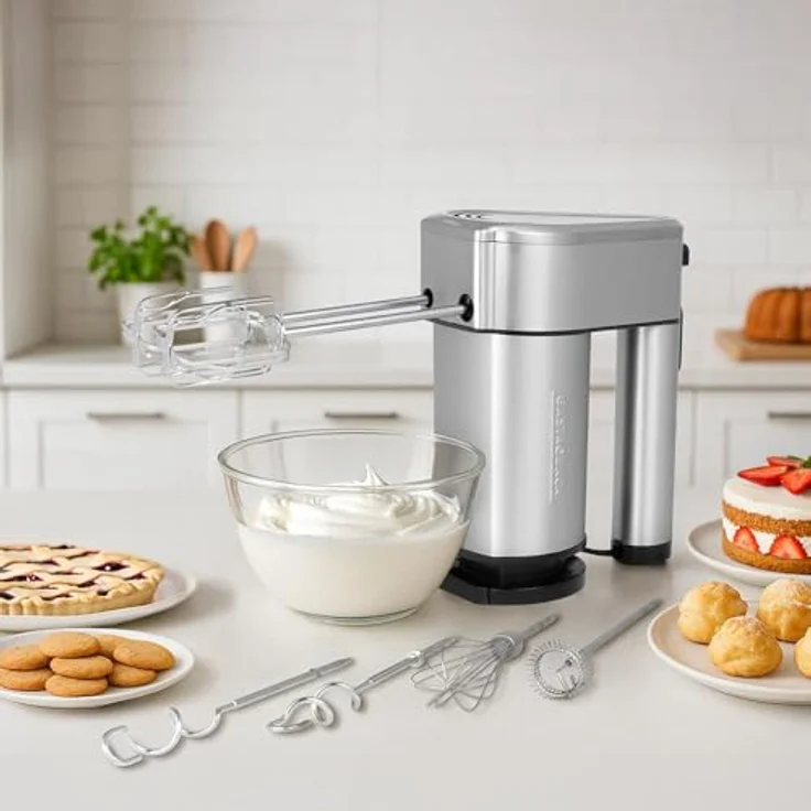 Gastroback Handmixer POWERMIX AIR, 1000 W, Edelstahlgehäuse, 6 Geschwindigkeitsstufen, inkl. Milchschaumaufsatz und Spezialquirlen, silber – Bild 2