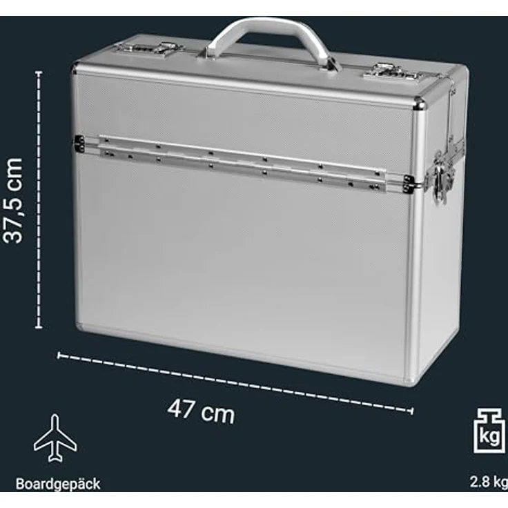 Alumaxx Alpha Koffer, 34 l, mit 2-teiligen Deckel und Schultergurt, Silber – Bild 8