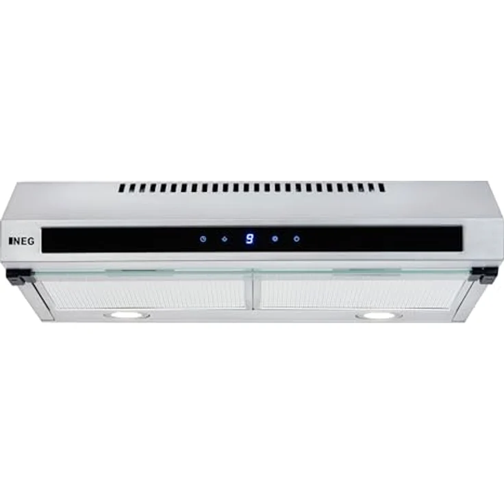 Doppelmotor Design Unterbau-Dunstabzugshaube NEG15-TDLS+ (Edelstahl, silber), Glas-Front mit Sensor Touch, 384 m³/h Umwälzleistung, Nachlauffunktion, Abluft und Umluftbetrieb – Bild 2