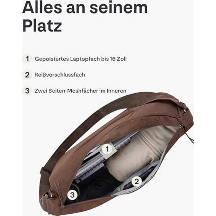 Johnny Urban Umhängetasche Kaia Large Half Moon Bag im Puffer Design, 16 Zoll, Wasserabweisend, Schwarz – Bild 8