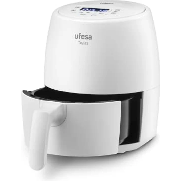 Ufesa Twist Heißluftfritteuse klein ohne Öl, 2L, Airfryer mit 6 Programme, 1200w, Zeitchaltuhr, Temperatur 80ºC bis 200ºC, BPA-Frei, Antihaftbeschichtung, Cool-Touch, Weiß – Bild 4